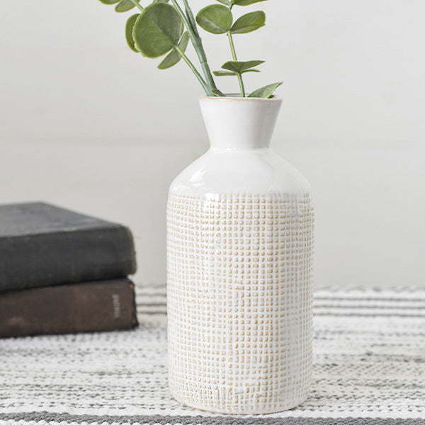 White Textured Vase